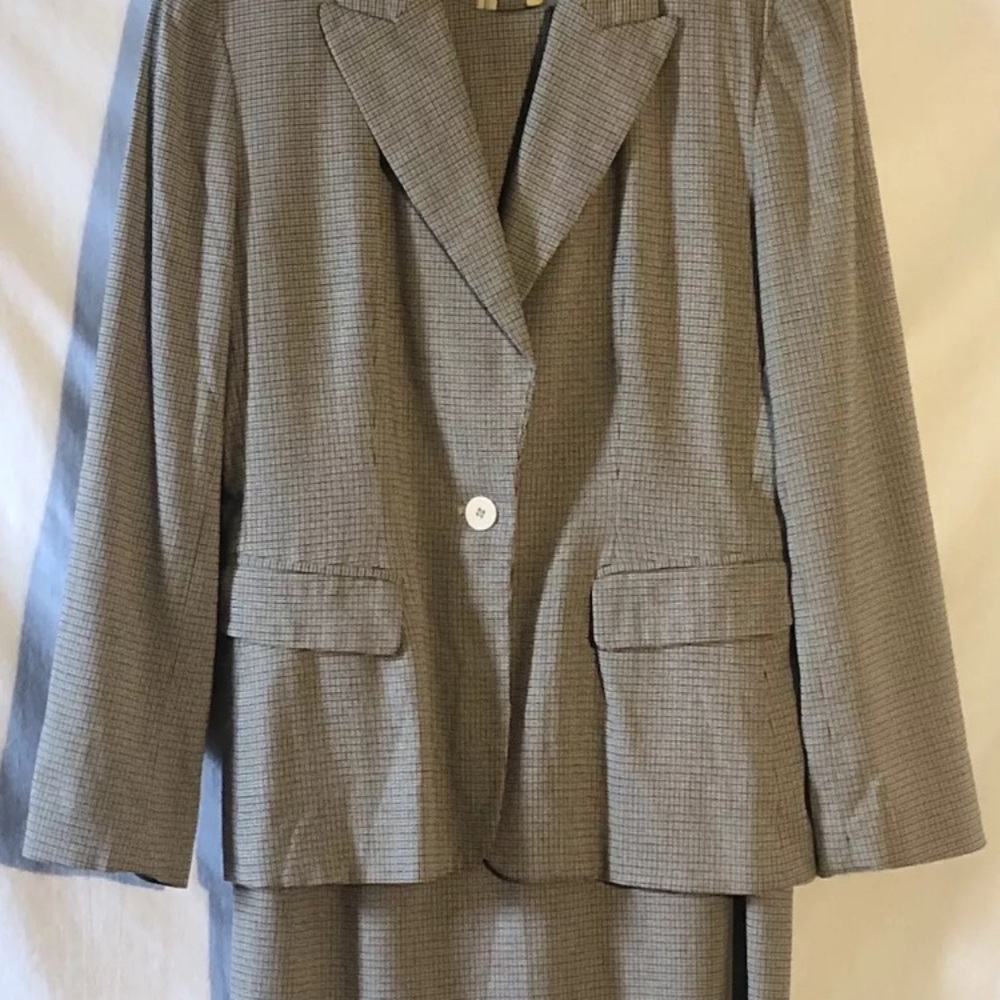 Vtg Limited America Womens Sz 6 Beige Plaid 2-pc Dress 1-Button Blazer Career